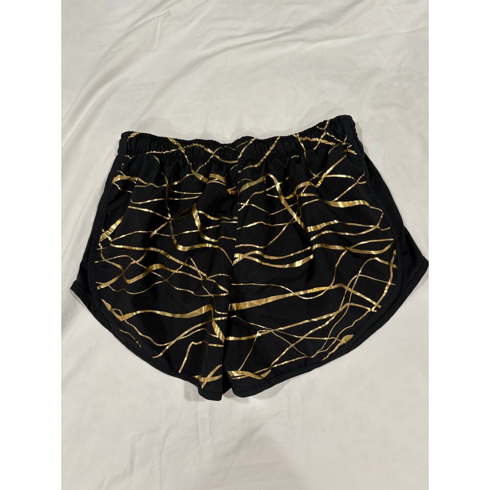 Nike Black Athletic Shorts with Gold Wave Print - Picture 2 of 6